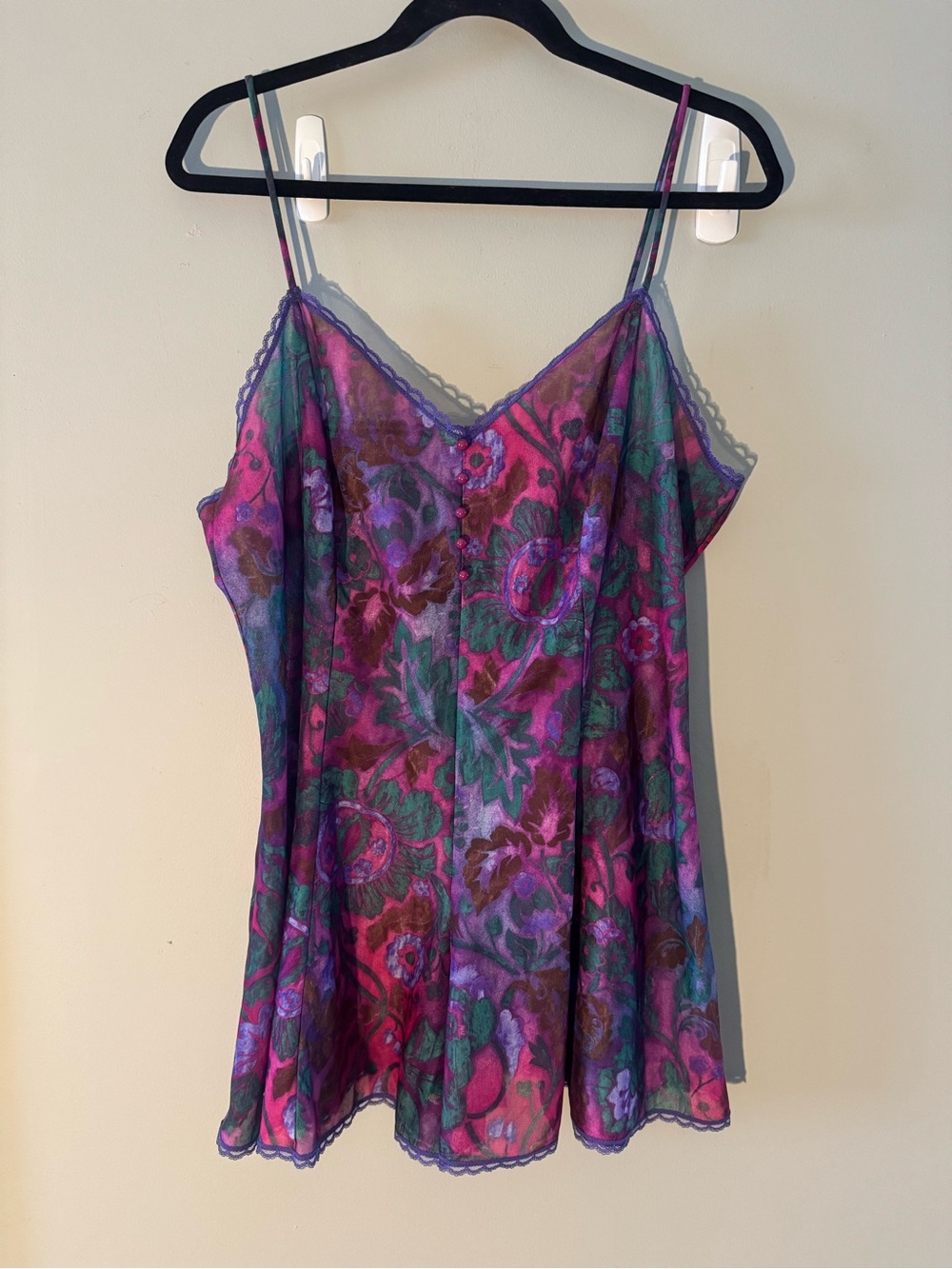 Petra Fashions Vintage 80s 90s Lingerie Purple Floral Romper Slip Plus Size 1X